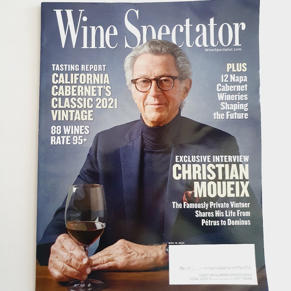 Wine Spectator Magazine November 15, 2024 Christian Moueix Exclusive Interview.